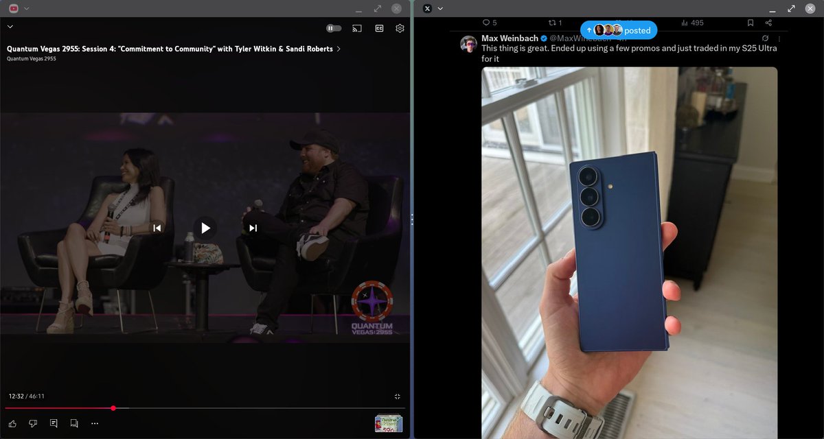 DaPoets42's tweet image. I'm running Samsung DEX on the @XREAL_Global One Pro AR glasses while waiting for my SUV to charge and wow what an amazing experience.
@SamsungMobileUS Galaxy Z Fold7 1TB 16GB RAM.