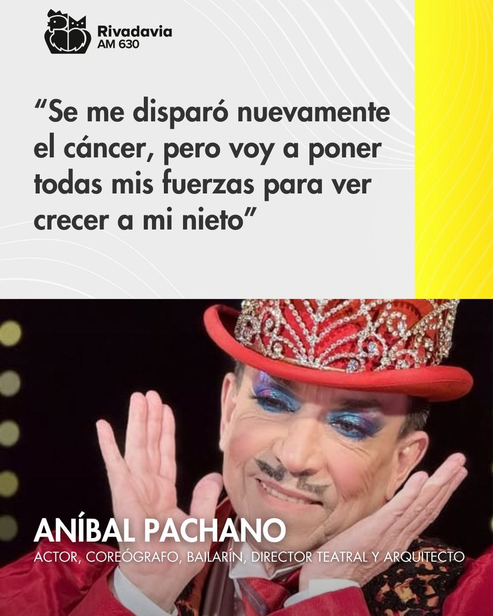 Radio Rivadavia (@rivadavia630) on Twitter photo 📌 Aníbal Pachano: “Se me disparó nuevamente el cáncer, pero voy a poner todas mis fuerzas para ver crecer a mi nieto”
👉 El multifacético actor, coreógrafo, bailarín, director teatral y arquitecto, abrió su corazón en íntimamente con <a href="/ALERUBIO_/">Alejandra Rubio</a> , repasó su infancia, sus 📌 Aníbal Pachano: “Se me disparó nuevamente el cáncer, pero voy a poner todas mis fuerzas para ver crecer a mi nieto”
👉 El multifacético actor, coreógrafo, bailarín, director teatral y arquitecto, abrió su corazón en íntimamente con <a href="/ALERUBIO_/">Alejandra Rubio</a> , repasó su infancia, sus