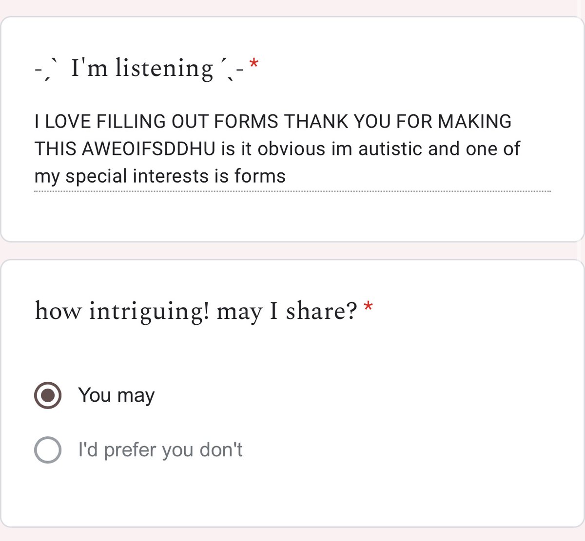 bladezai2001's tweet image. 1. HEHEHE YOURE SUCH A CUTIE ILY YOU CAN YAP ABT ANYTHING YOU WANT IN MY FORMS

2. That sounds something young me would do… but instead I like going missing more😭 I HOPE YOU HEALED GOOD FROM THAT!
