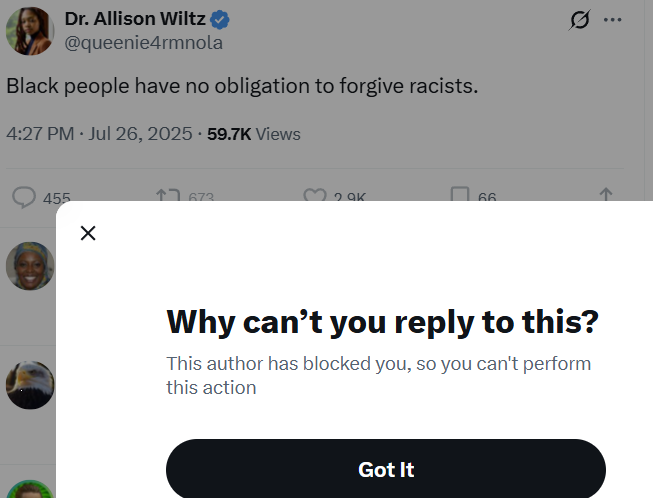 AzureFire14's tweet image. Another antiwhite making hideous statements but blocking yours truly to prevent the truth from coming out.
You can do it too!