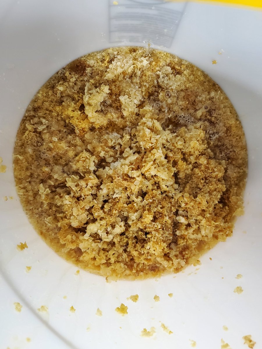 njhamlin's tweet image. This sticky mess is wax cappings and honey that I'll let separate over night. This wax makes the best candles.