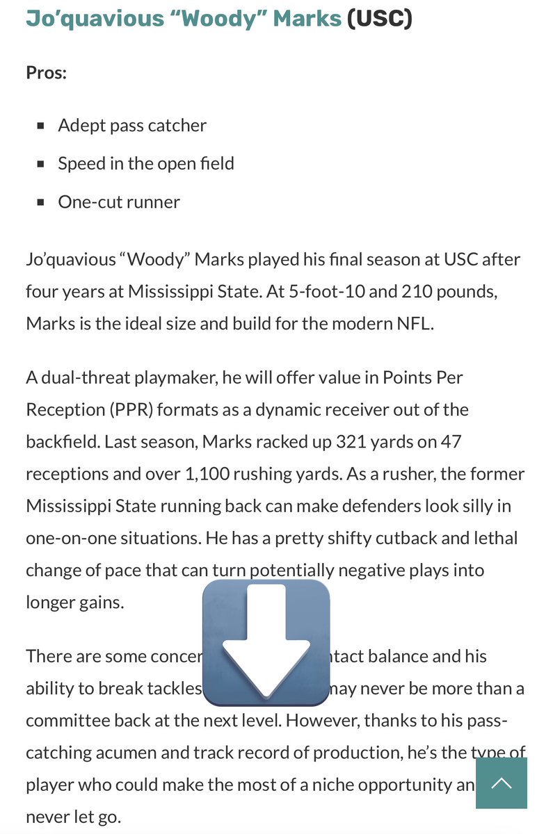PoshplaysFF's tweet image. Been in on Woody Marks since before it was cool.
Here’s what I wrote in February. Peep the last line!
To be clear this isn’t victory lapping Joe Mixon’s situation… more a reminder if you listened to me, you might have Marks sat on your roster right now!
