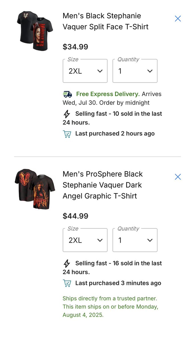 iFollowSP0RTS's tweet image. Stephanie Vaquer’s merch doing solid numbers