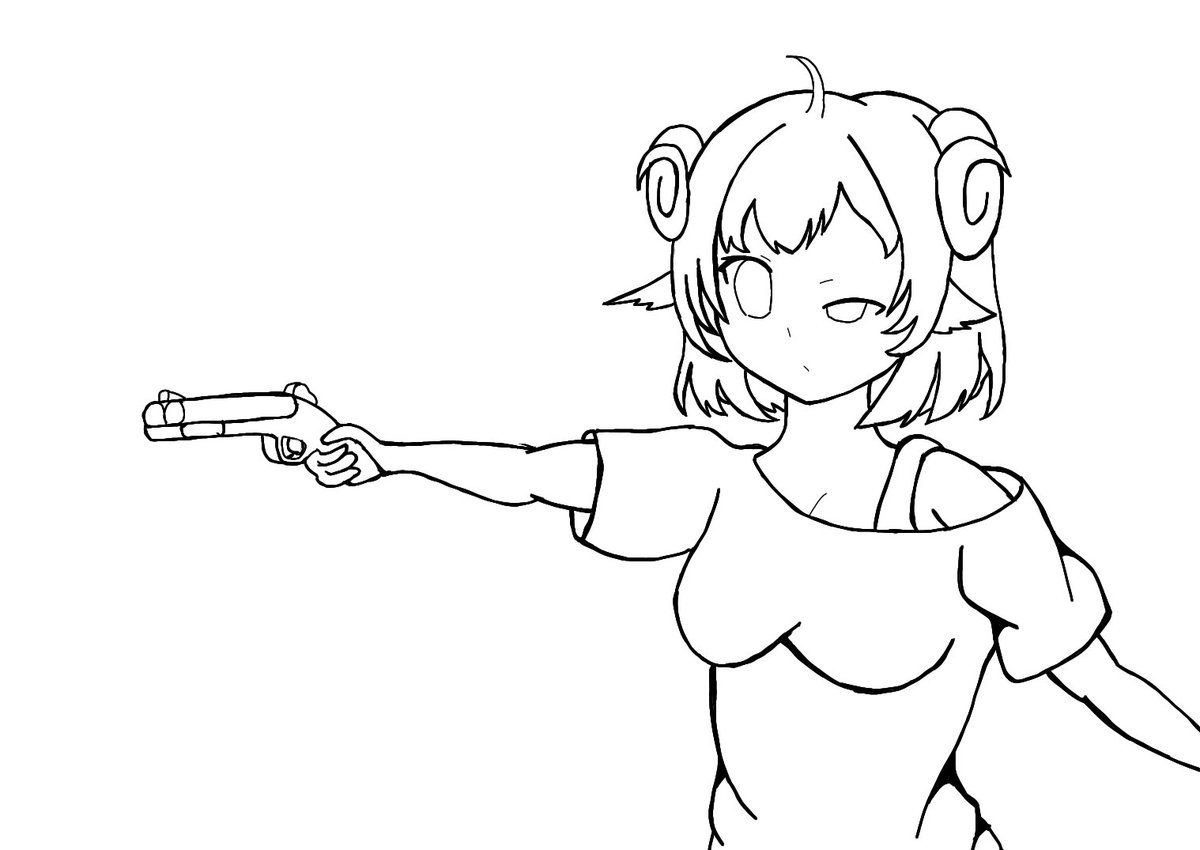 siroG17Gen4's tweet image. ショットガンを撃つ角巻わためさんのイラストを描いてます。
#角巻わため
#つのまきあーと
#わためいと
#ホロライブ
#ドドドライブ