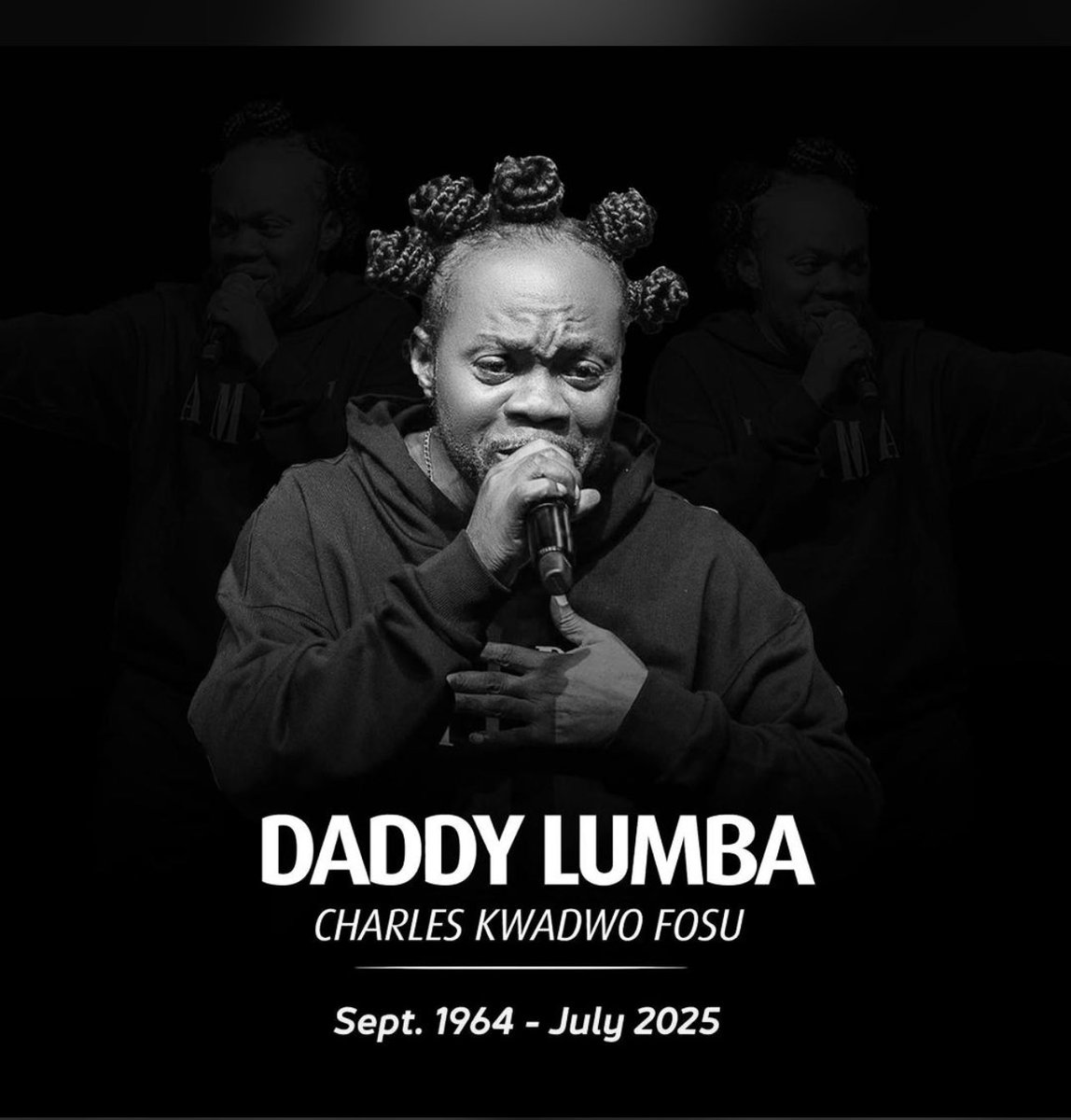 The Many Ghanaians lobotomizing ourselves with endless shots of schnapps and whisky  today, are drinking to the tribute of an all time Music Legend, DADDY LUMBA. It is so tragic to come to the realization that, we will never hear from you anymore. We bid you farewell for serving