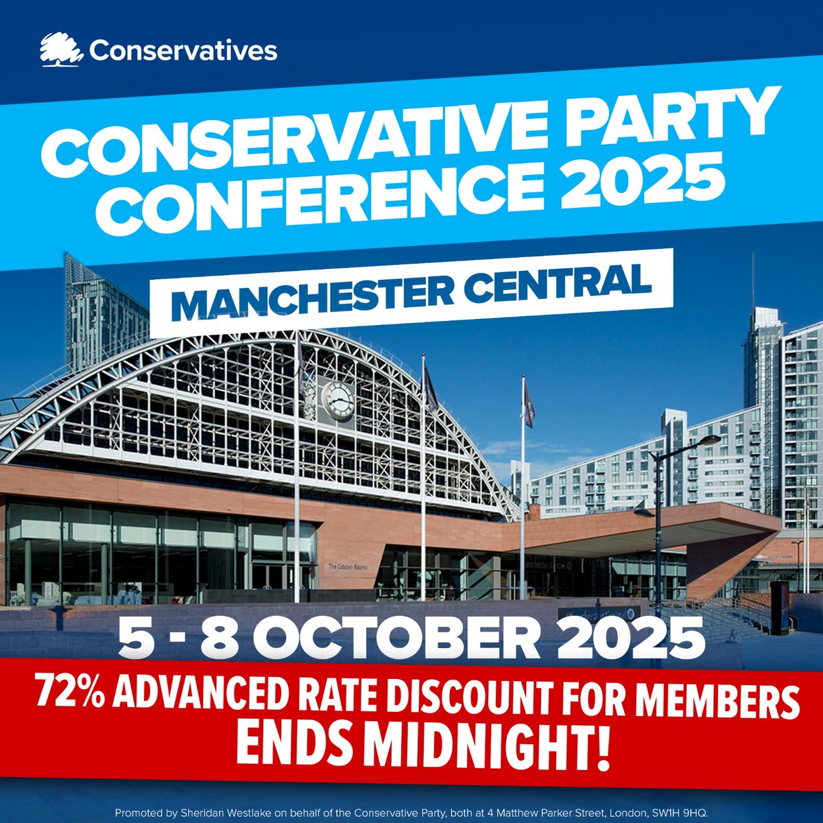 Winstamike's tweet image. If you are @Conservatives member you have until Midnight tonight to sign up for the discounted rate for #CPC2025 @JulianEllacott @stewharper @kevinhollinrake @John_Belsey @ahmereenreza @KemiBadenoch
