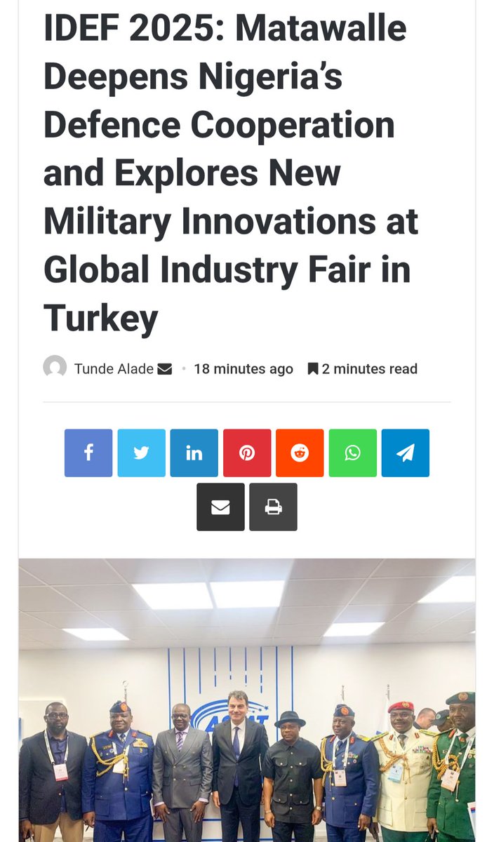 martinokorowu's tweet image. Nigeria’s Honourable Minister of State for Defence,@MODInfoNg. Bello Muhammad Matawalle, MON,@Bellomatawalle1 led the country’s delegation to the 17th International Defence Industry Fair (IDEF 2025), held in Istanbul, Turkey. The visit marked a significant step in advancing…