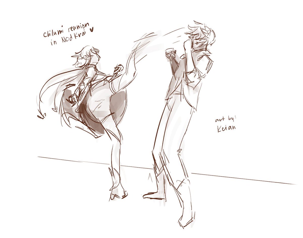 keianfa's tweet image. tried drawing serious chlm fanart but just got pissed cause i cant think of a decent pose, so i just drew this instead
she's showing him what she learned from master skirk💕💕
#chilumi #タル蛍