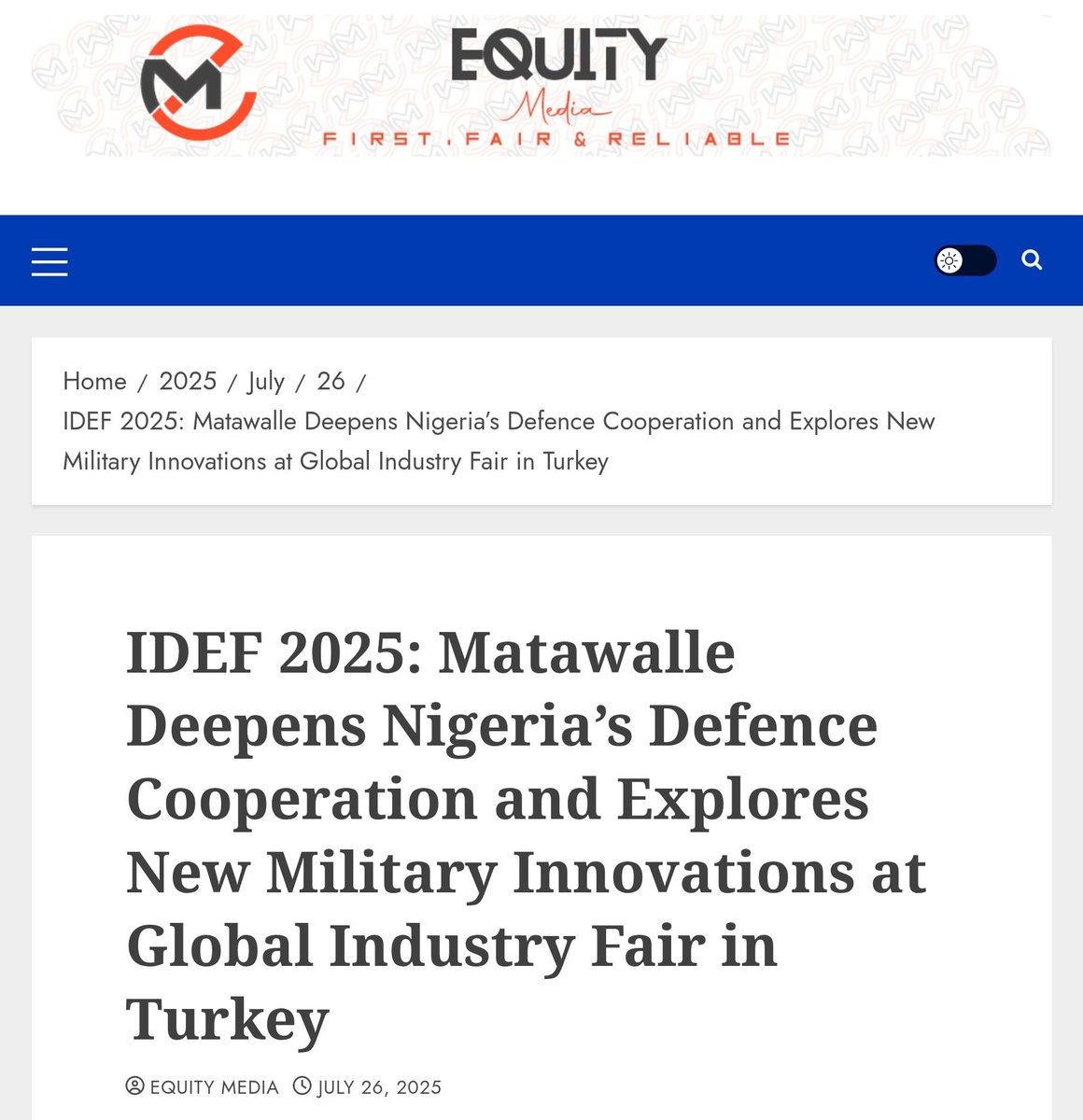 cbngov_akin1's tweet image. "IDEF 2025: Matawalle Deepens Nigeria’s Defence Cooperation and Explores New Military Innovations at Global Industry Fair in Turkey"
In further pursuit of deepening bilateral defence ties, Dr. Matawalle @Bellomatawalle1 held separate meetings with the Minister of Defence…