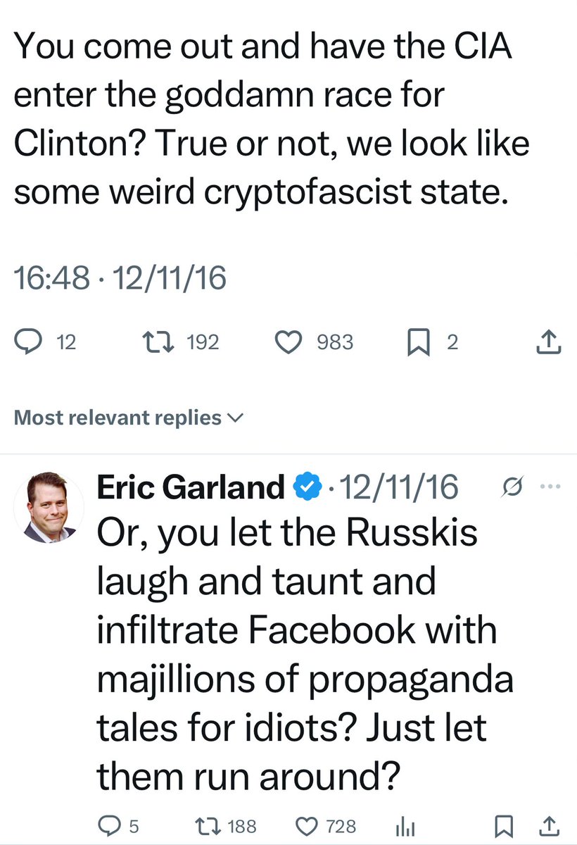 ericgarland's tweet image. In my Game Theory Thread, I suggested that no matter how bad it was, the CIA couldn’t intervene in the 2016 election.
But it turns out John Brennan did.