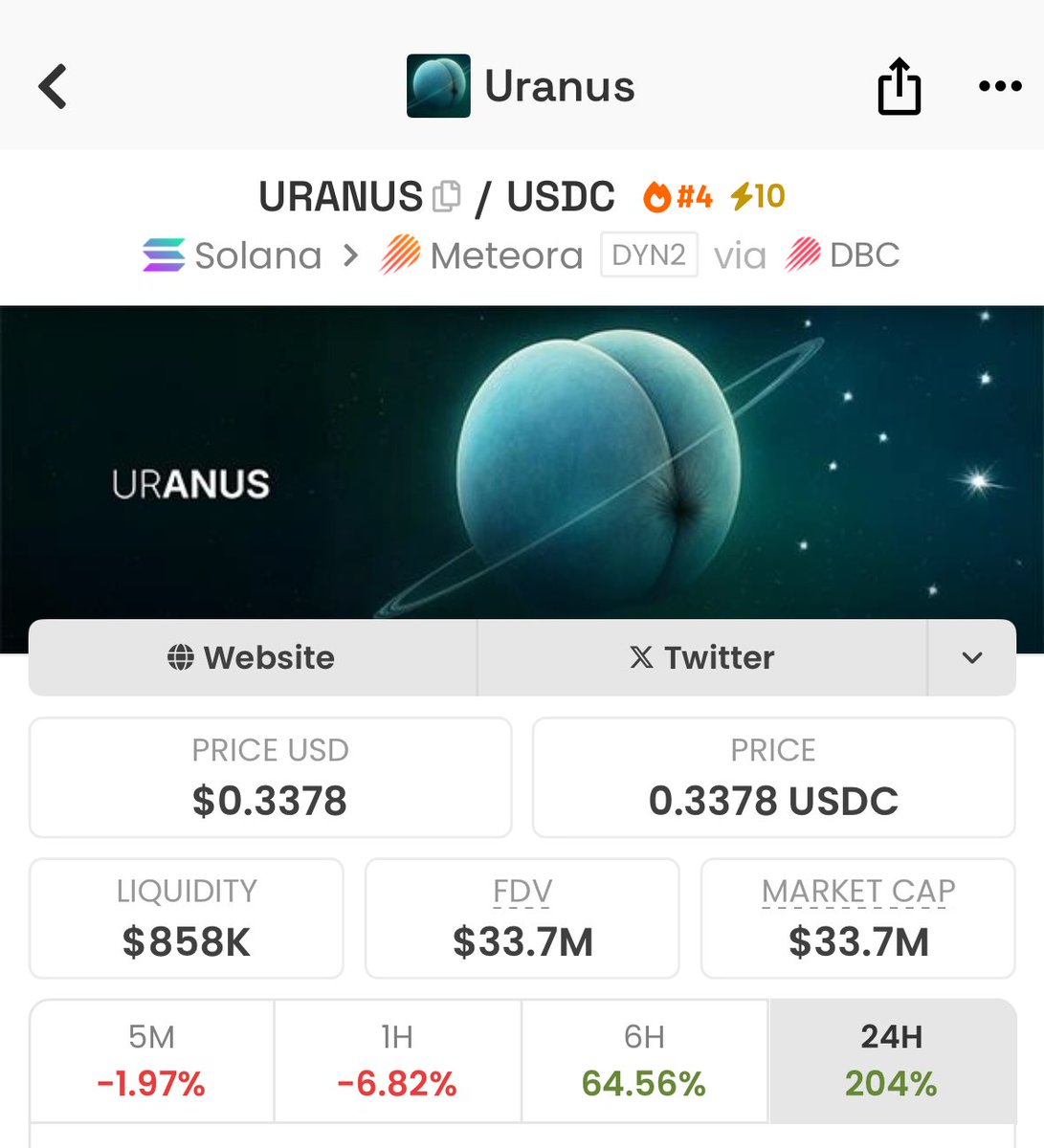 CryptoMertcan's tweet image. $URANUS 🪐
Powered by Jupiter and @weremeow , we may have found a new billion dollar market cap.
@Enter_Uranus