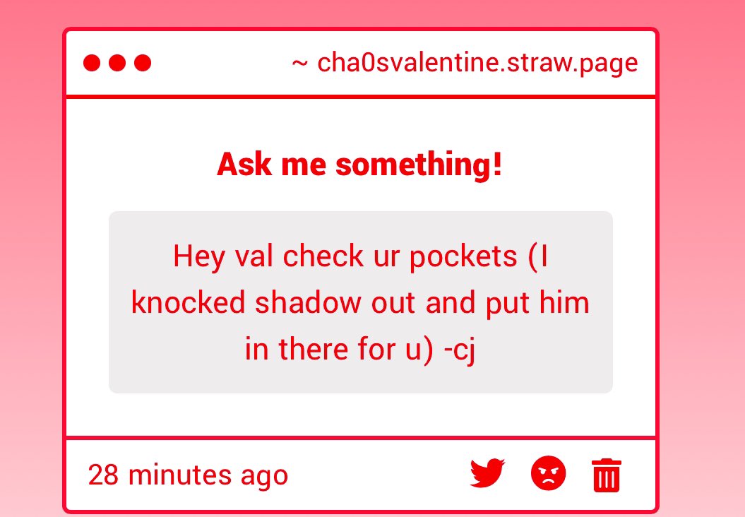 bowsncha0s's tweet image. awwww how sweet. i will treat shadow with love and affection because my
soul is pure