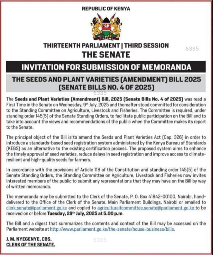 rtunguru's tweet image. 🚨 URGENT: The Seeds & Plant Varieties (Amendment) Bill 2025 violates our Constitution by failing to protect indigenous seeds (Art 11), farmers' property rights (Art 40), food security (Art 43), and environmental sustainability (Art 69).
This dual certification system threatens…