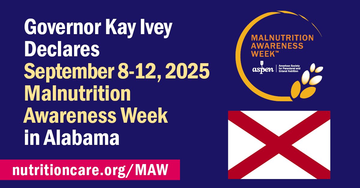 ASPEN_nutrition's tweet image. Thank you to @kayiveyforgov for proclaiming Sept. 8-12 as Malnutrition Awareness Week in Alabama. Thanks also to Melissa Hughey for joining us in raising awareness! View the proclamation: ow.ly/co4L50WuWiA
#ASPENMAW25