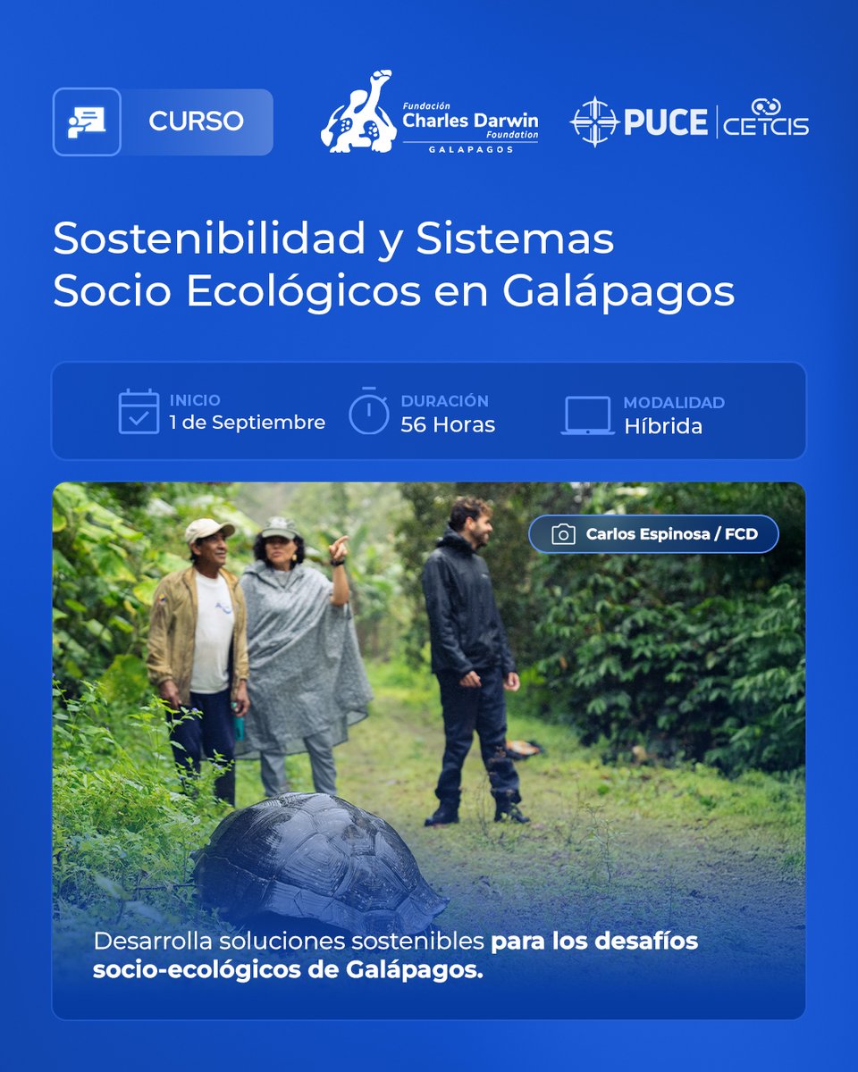 PUCE (@puce_ecuador) on Twitter photo 🌱 Sé parte del curso “Sostenibilidad y Sistemas Socio Ecológicos en Galápagos” de
<a href="/EduContinuaPUCE/">Educación Continua PUCE - CETCIS</a> y <a href="/DarwinFound/">Charles Darwin Foundation-Fundación Charles Darwin</a>. Explora la relación entre naturaleza y sociedad
📲 Inscríbete: educacioncontinua.puce.edu.ec/programa/soste…
✈️ Incluye pasaje, alojamiento y alimentación 🌱 Sé parte del curso “Sostenibilidad y Sistemas Socio Ecológicos en Galápagos” de
<a href="/EduContinuaPUCE/">Educación Continua PUCE - CETCIS</a> y <a href="/DarwinFound/">Charles Darwin Foundation-Fundación Charles Darwin</a>. Explora la relación entre naturaleza y sociedad
📲 Inscríbete: educacioncontinua.puce.edu.ec/programa/soste…
✈️ Incluye pasaje, alojamiento y alimentación