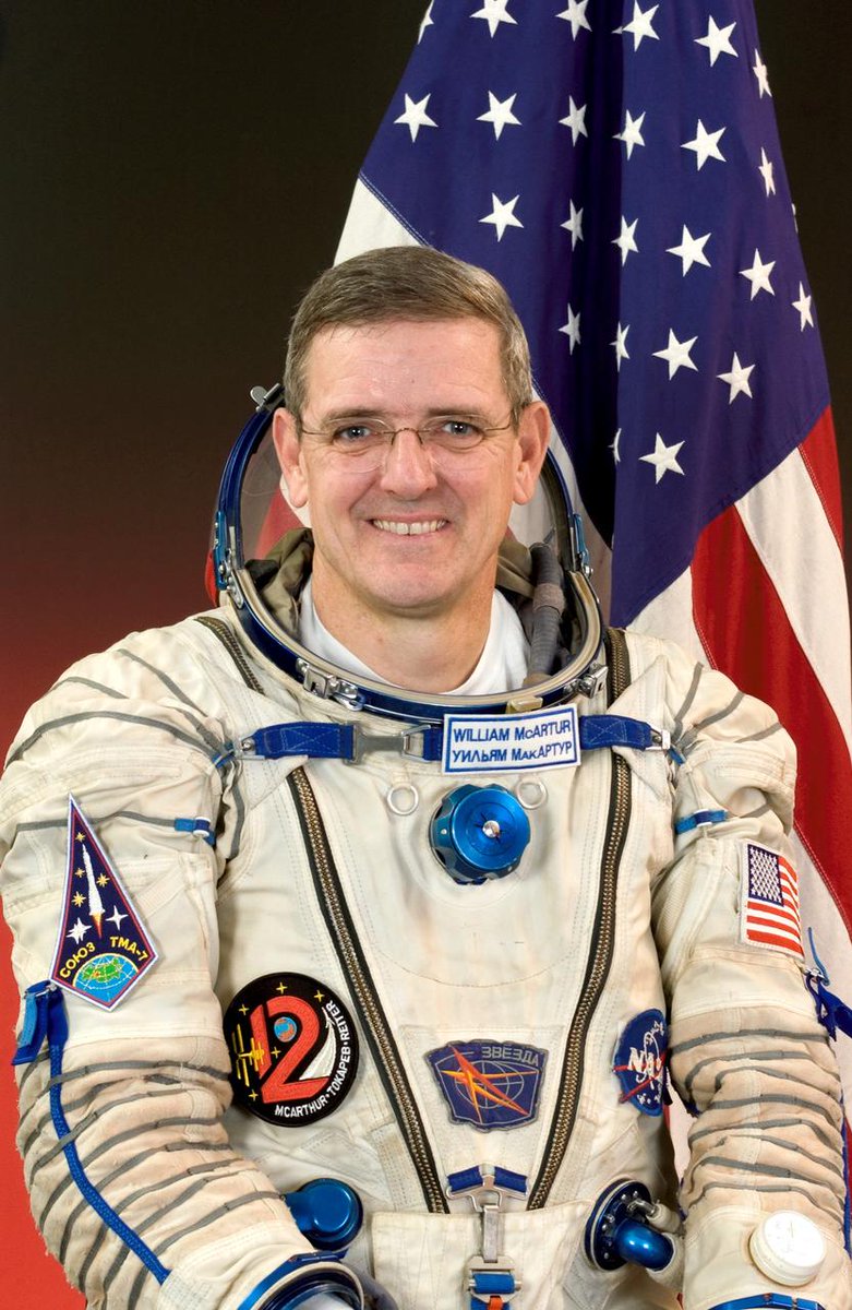 ASE_Astronauts's tweet image. #HappyBirthday to ASE Life Member William McArthur, who flew to space four times between 1993 and 2006 (STS-58, STS-74, STS-92, and Soyuz TMA-7), including as part of trips and expeditions to Mir and the @Space_Station (Expedition 12)!