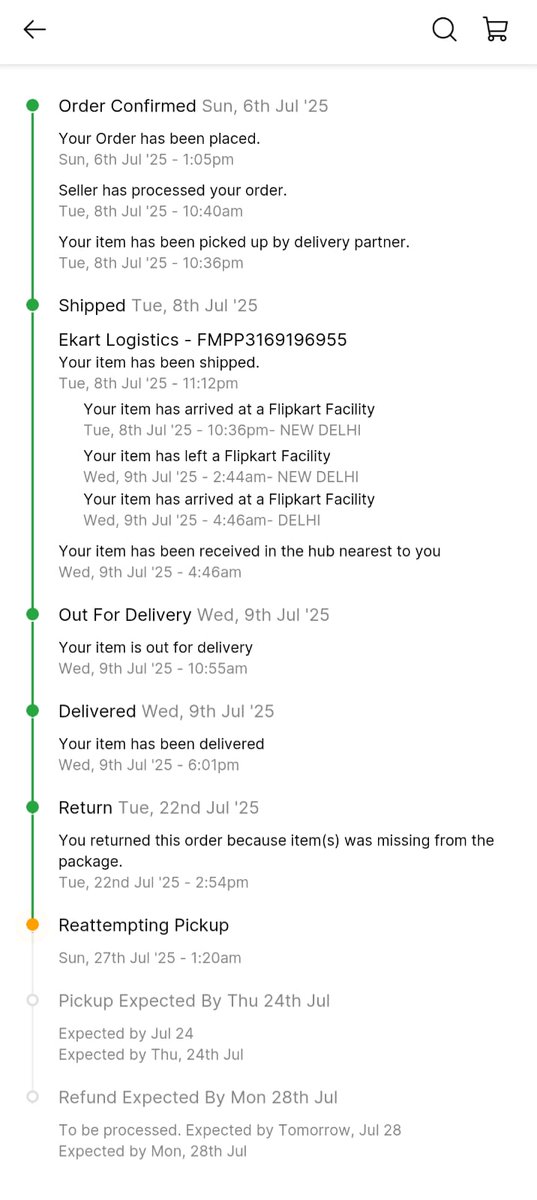 fidatogeek's tweet photo. @flipkartsupport your platform is becoming a joke. Ordered on July 6, item came with missing parts. Return requested, but pickup keeps getting rescheduled. Zero action. Your customer support is pathetic and clueless. Is this what trust looks like to you? @jagograhakjago @Flipkart https://t.co/r5M5trX9w6