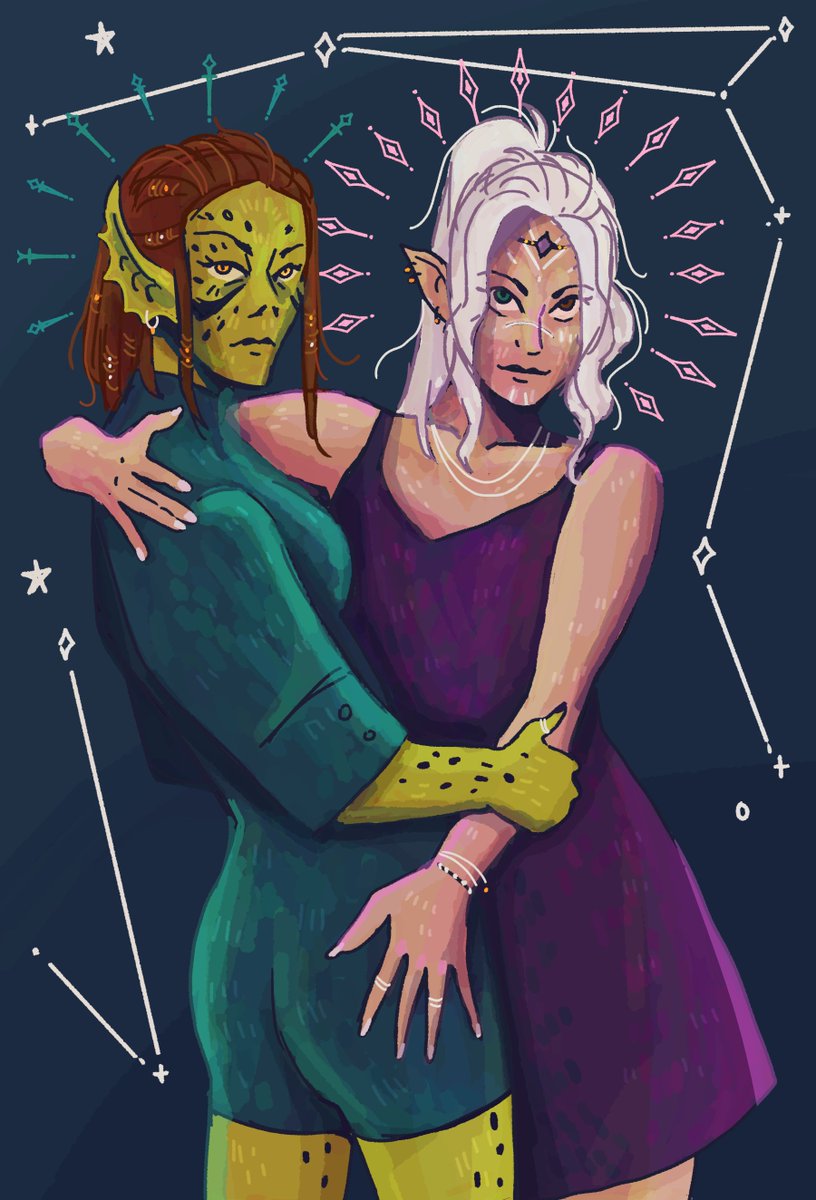 Basil and Lae'zel for <a href="/HarperRaccoon/">🌸 Harper 🌸 🔜 MFC 2025 🐾</a> #artfight #artfight2025