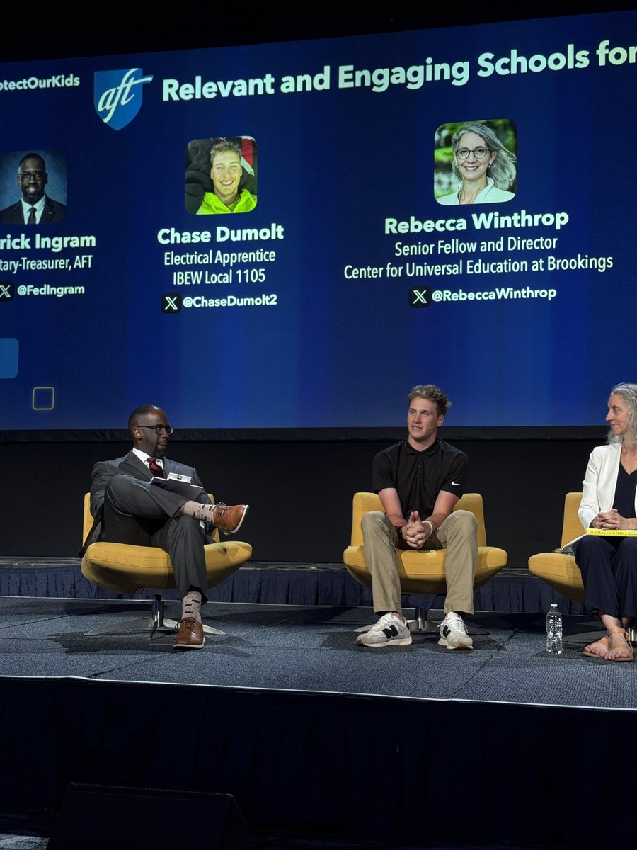 <a href="/BrookingsInst/">The Brookings Institution</a> <a href="/RebeccaWinthrop/">Rebecca Winthrop</a> <a href="/ChaseDumolt2/">Chase</a> <a href="/MicronTech/">Micron Technology</a> <a href="/nysut/">NYSUT</a> <a href="/fedingram/">Fedrick Ingram</a> .<a href="/ChaseDumolt2/">Chase</a> speaks on the importance of hands-on education &amp; teachers who are tuned into what kids need. They noticed that carpentry wasn't for him, but his teachers didn't let him drop out. They redirected him to something he was interested in. #TEACH25