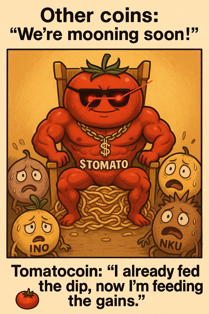 cryptodotmich's tweet image. 🍅 Other coins are rotting... but #Tomatocoin stays juicy.
Built different. Backed by sauce. @offtomatocoin
#tomatocoin