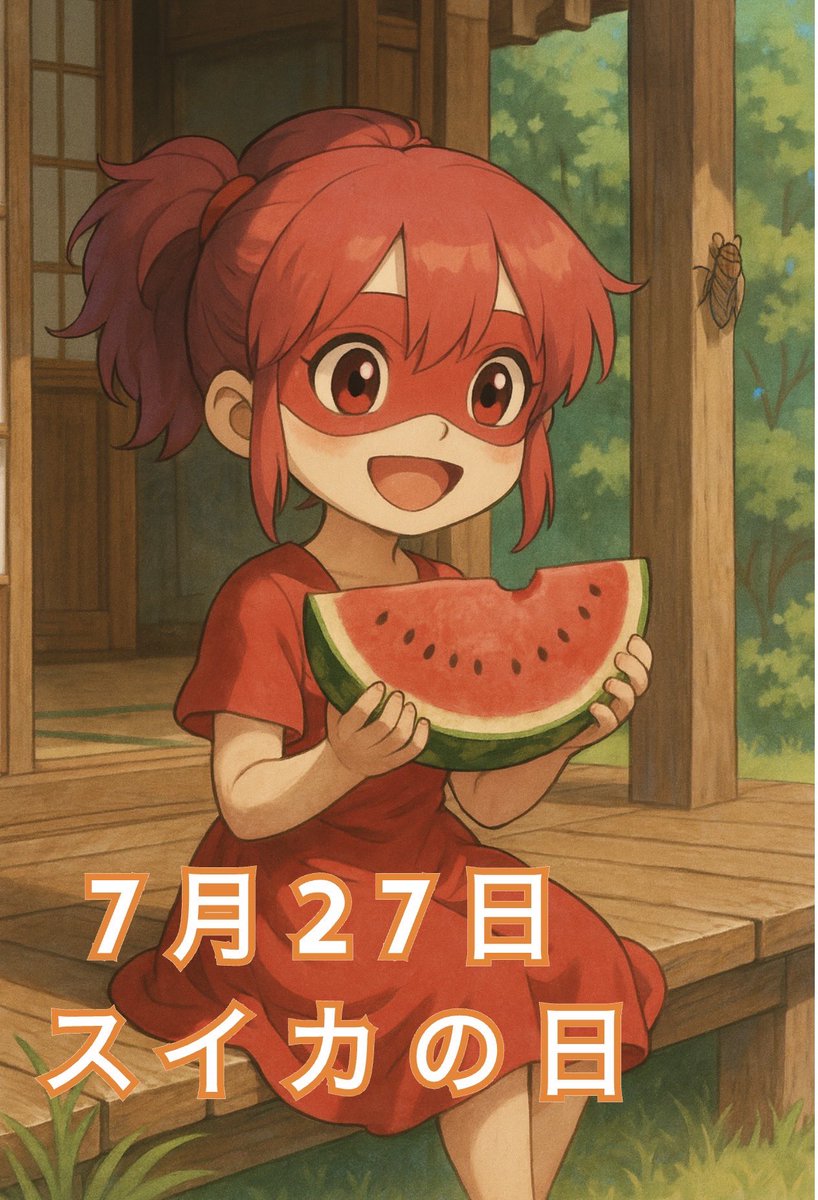 firis_garutaka's tweet image. 本日7月27日は、スイカの日です🍉
スイカと言えば、夏を代表する果物。
スイカの縞模様を綱に見立て『果物の横綱』とも呼ばれているんですよ。
な(7)つのよこづ(2)な(7)【夏の横綱】の語呂合わせにちなんでスイカ愛好家の人たちが7月27日に記念日を制定したんだそうです。…