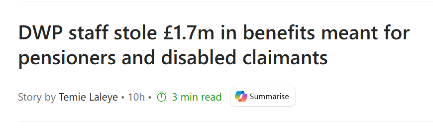 BENEFITS_NEWS's tweet photo. Government staff stole money set aside for some of the most vulnerable people in Britain, triggering anger and renewed scrutiny of the benefits system.
Newly released figures show that civil servants took cash intended for pensioners, carers and disabled claimants from within DWP https://t.co/yKhHZqugb7