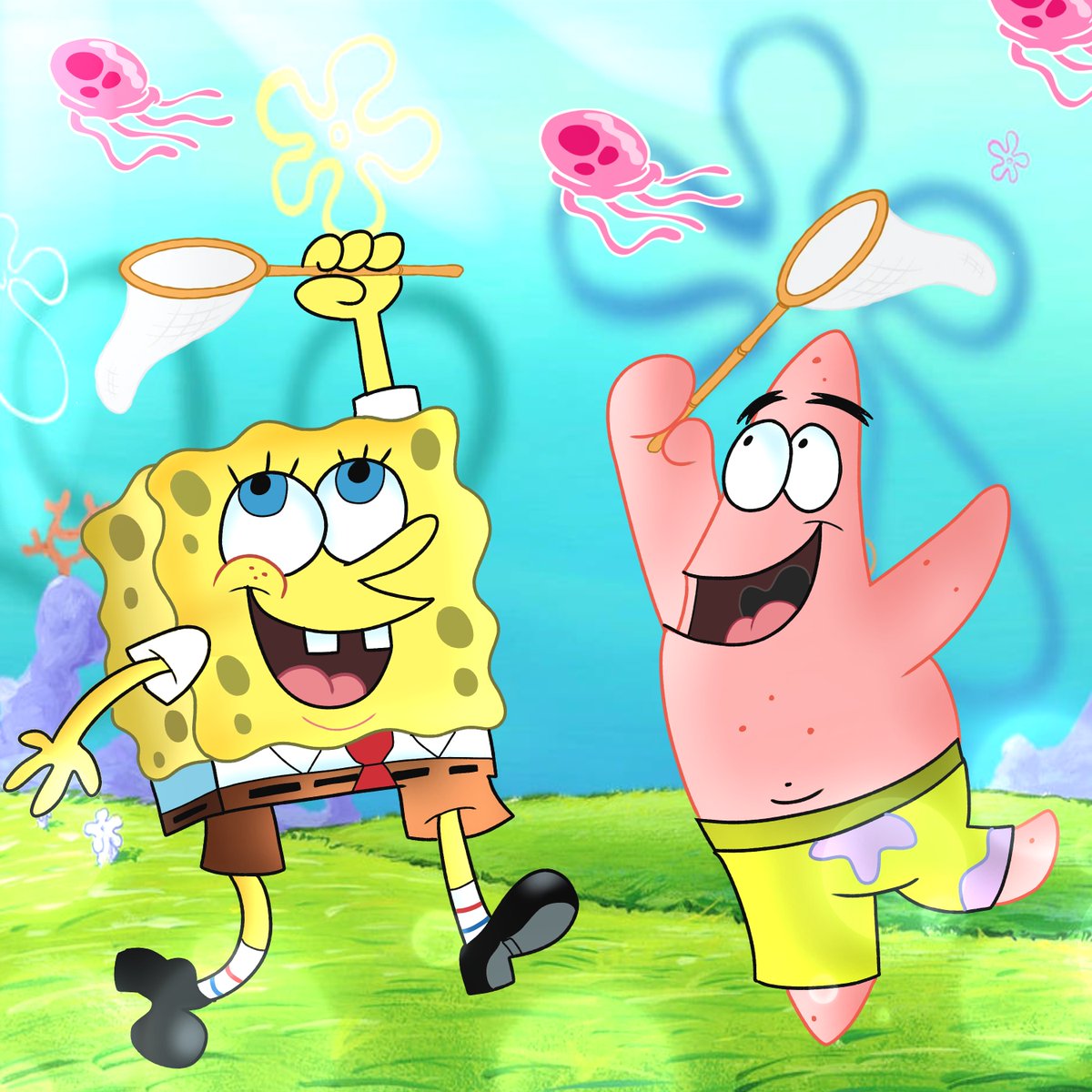 scorbunnydream's tweet image. SpongeBob and Patrick Go Jellyfishing (Commission)

(This is a commissioned pic for my very good friend JR-Art-n-Doodles on DeviantArt) 🙂