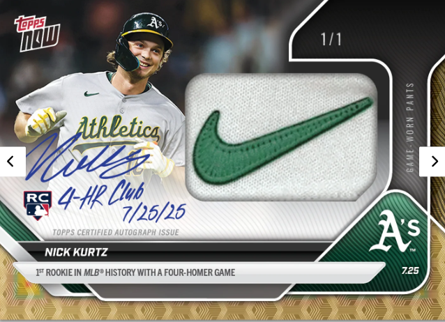 24時間限定販売】 #アスレチックス #ニックカーツ 選手のtopps now