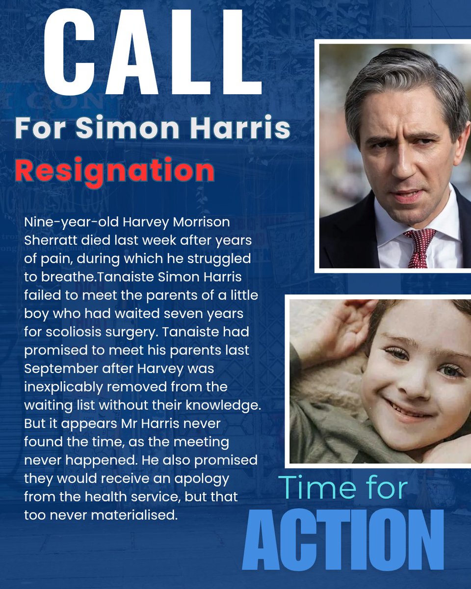 Harris must step down. As a leader, you can't flit about making heartfelt promises to families grappling with the anguish of their sick children, only to turn your back on them.

Harvey Morrison was entitled to his surgery, and every Irish soul would have moved mountains to