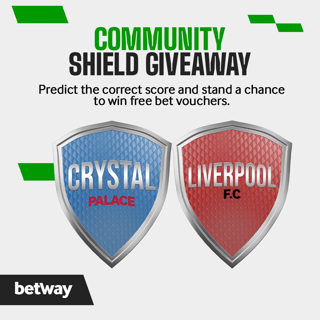 📢🔥Community Shield MatchDay Giveaway Time!

Crystal Palace 🆚 Liverpool

➡️Predict the correct score and stand a chance to win one of 20 free bet vouchers worth MK10,000.

🏆Correct answers will be randomly drawn to select the Winners.

To enter:

✅ Follow Betway Malawi
💬