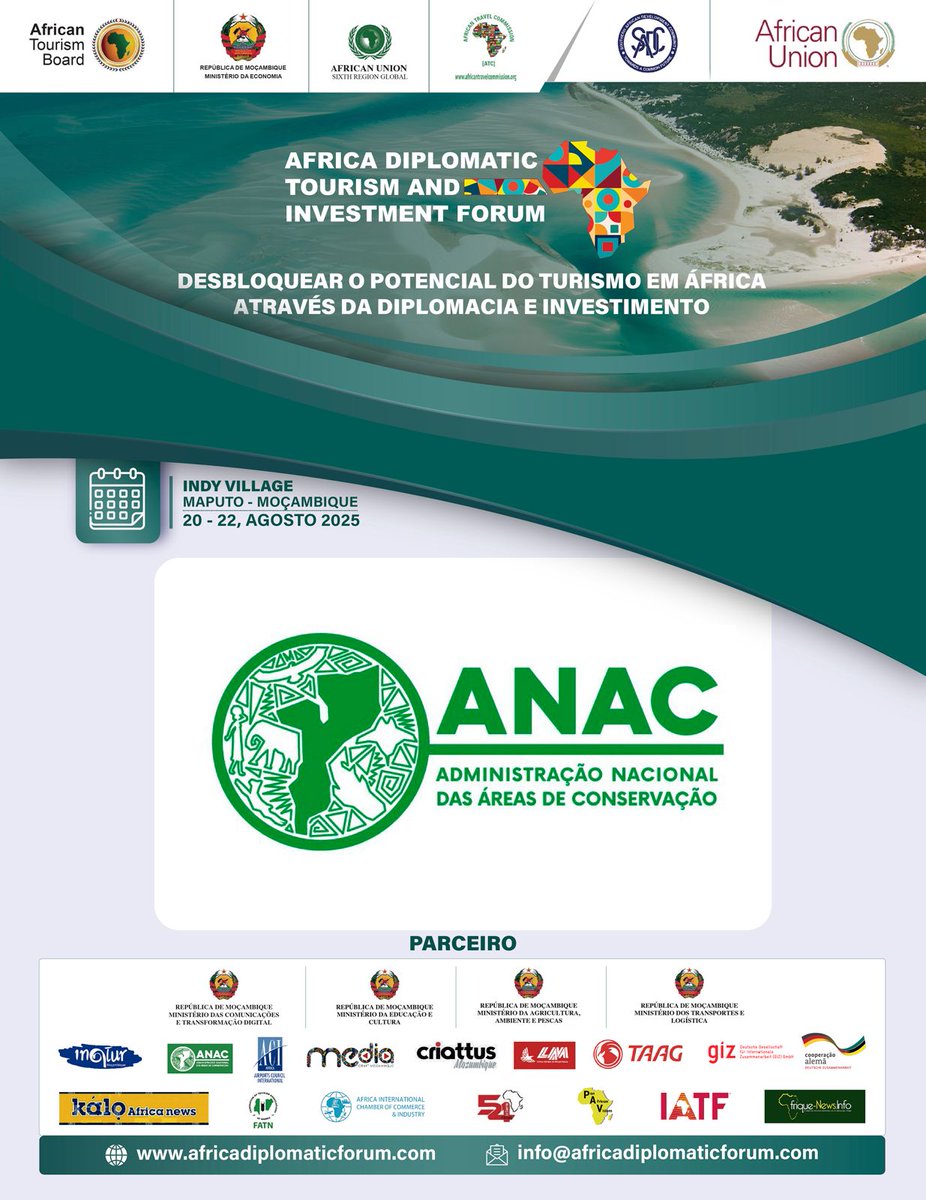 Africa_D_forum's tweet photo. As parcerias movem o progresso, e no #ADTIF2025 celebramos colaborações de impacto!
Temos orgulho em anunciar:
 Ministério da Agricultura, Ambiente e Pescas
 ANAC – Áreas de Conservação
Juntos por um turismo responsável e uma África sustentável.

 🔗 https://t.co/nRddjxpWXe https://t.co/Mb3pM1iRHl