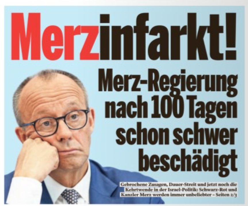 MERZINFARKT!

Das ist wirklich die bitterste Schlagzeile, die man sich nach hundert Tagen an der Macht einfangen kann.