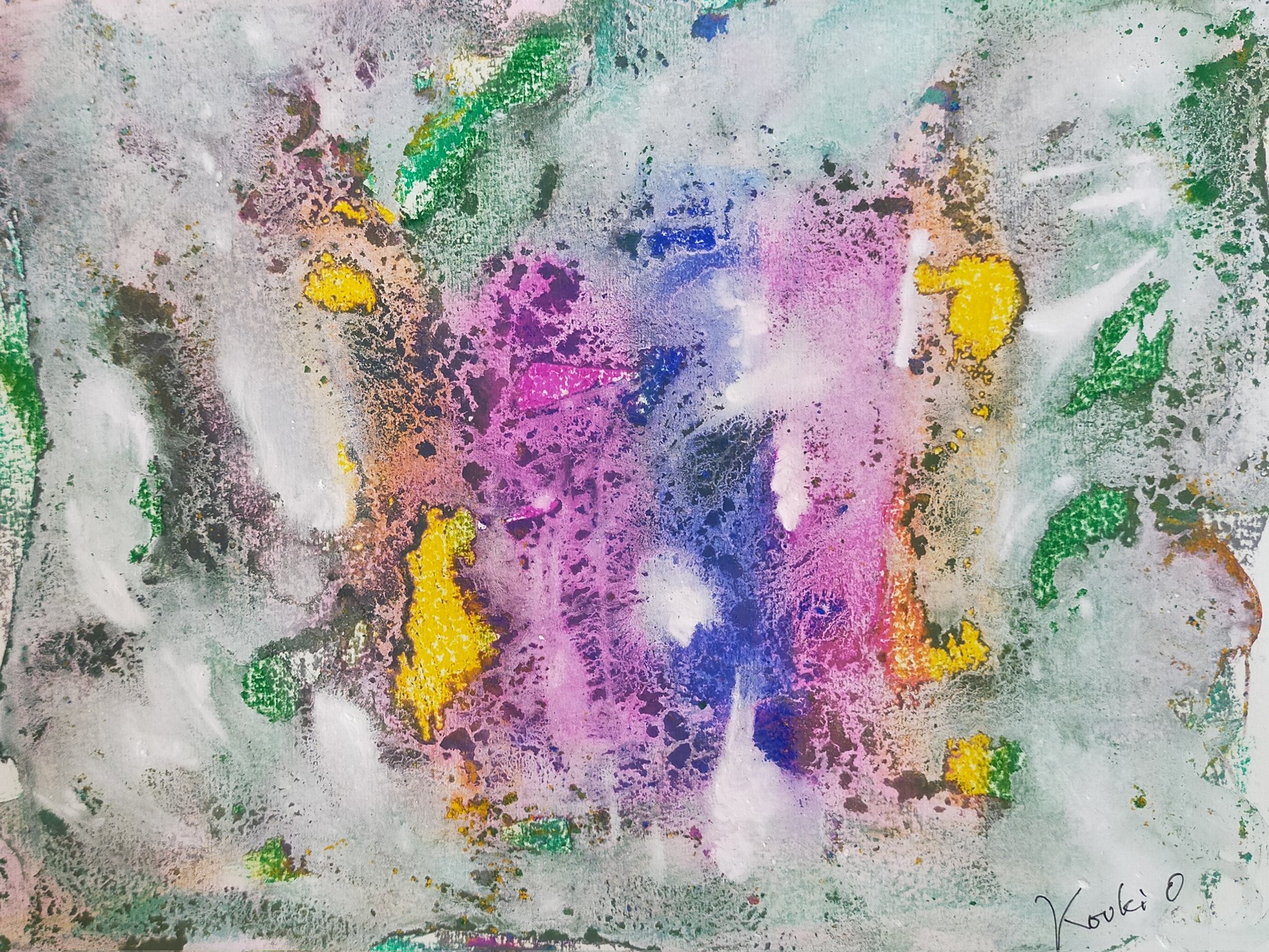 現代アート　抽象画　肉質画　作者不明 人生と黄金未来」原画F15号抽象画現代アート手描き