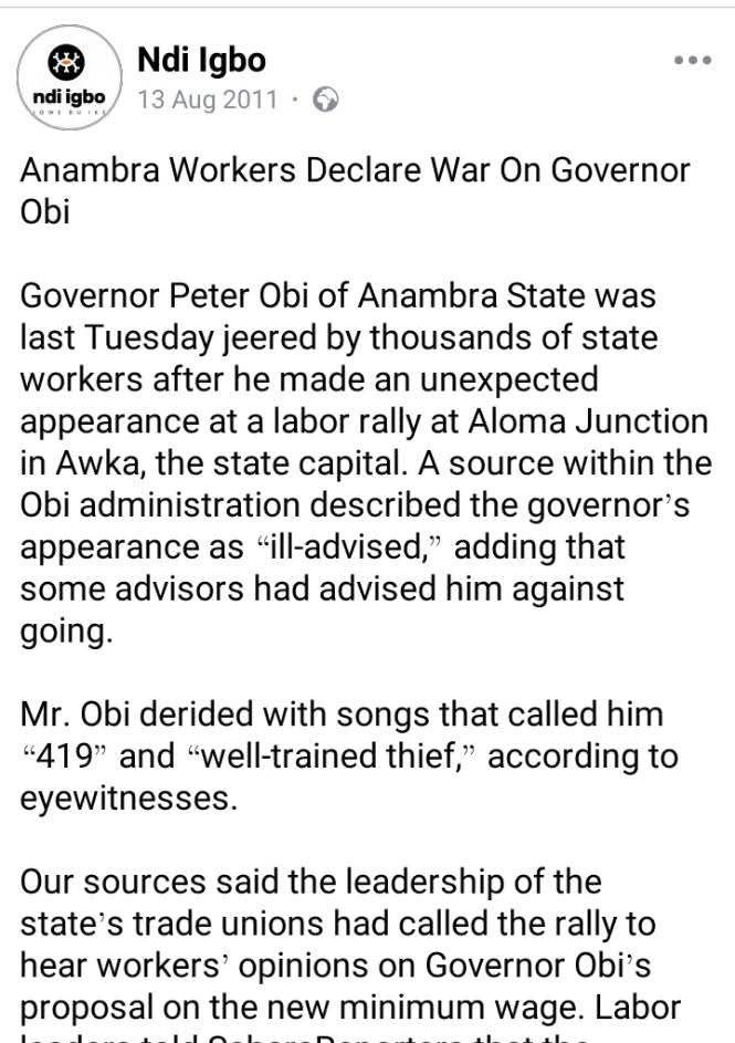 abdullahayofel's tweet image. We have Verified..... Anambra workers called Gov Obi Tif, 419... 14 years latter he has not repented

Don't say anything just Retweet 🔥💀🤦👇