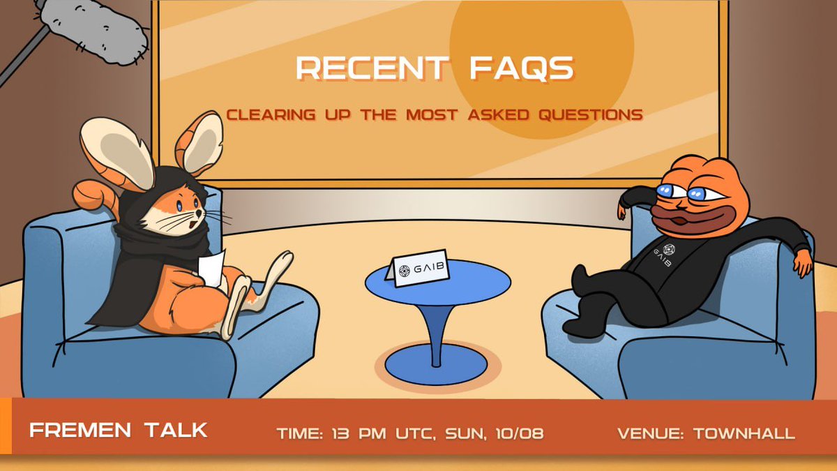 Nemouniverse_'s tweet photo. G(aib)M Fremen! 🚀

This Sunday’s GAIB Townhall is all about you. We’ll be answering the community’s most asked questions from AID Alpha updates and NFT whitelist news to exciting upcoming campaigns.

1/2 🧵 https://t.co/vQbJi316al