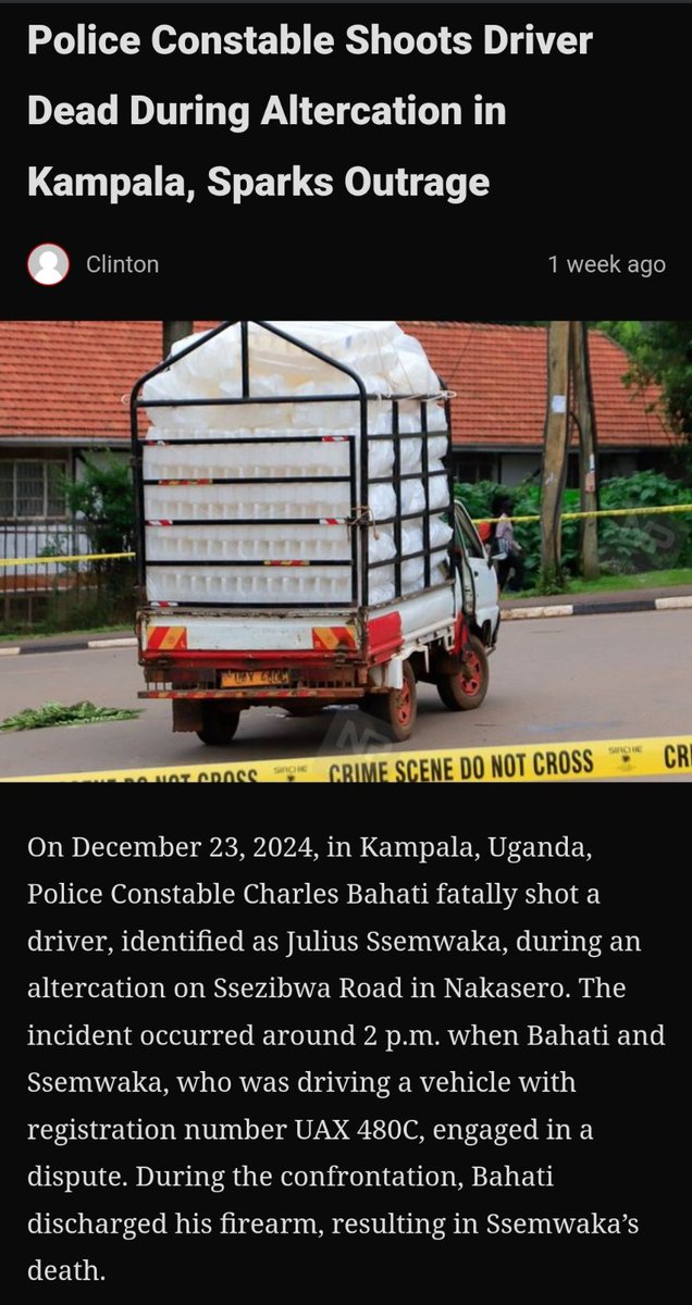 nsengoba's tweet photo. It's DAY 228 since PC Charles Bahati from Bushenyi shot dead, Julius Ssekamwa, driver of M/v UAX 480C &amp; 'fled' on a boda boda, from armed patrol policemen. Police 'recovered' only the gun. Let's retweet daily to remind @igp_ug1 &amp; @PoliceUg to produce the suspect.

#ArrestPCBahati https://t.co/8gZ9yEq51I