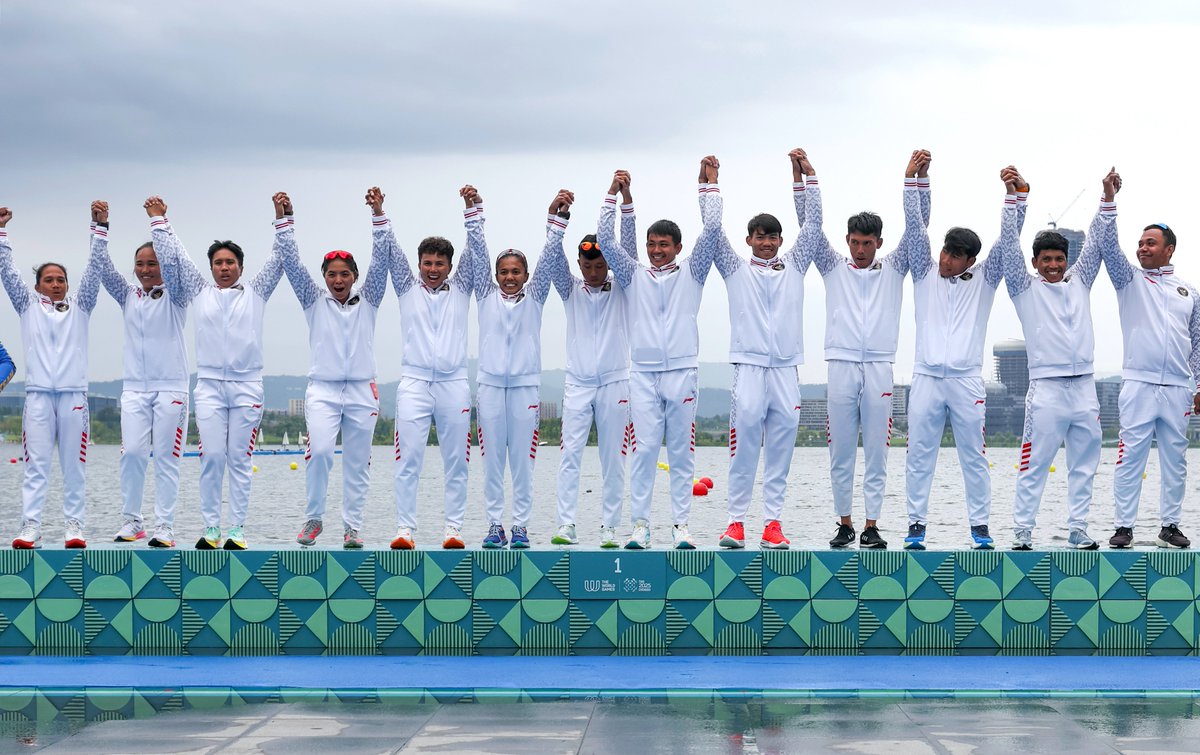 🔥🇮🇩Indonesia claimed 3🥇, 2🥈 in #DragonBoat's debut as an official sport at #TheWorldGames 2025 in Chengdu, China🇨🇳

🥇Open 8-seater 2000m
🥇Open 8-seater 200m
🥇Mixed 10-seater 500m
🥈Open 8-seater 500m
🥈Mixed 10-seater 2000m

#TWG2025 #GameonChengdu