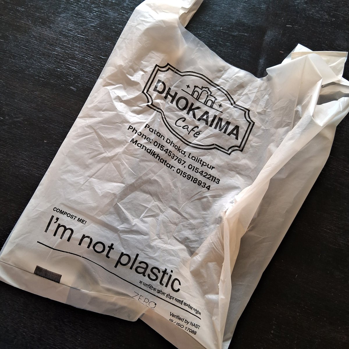"I'm not a plastic"
It was good to see this at
Dhokaima Cafe, Mandikatar.
<a href="/DhokaimaYala/">dhokaima</a>