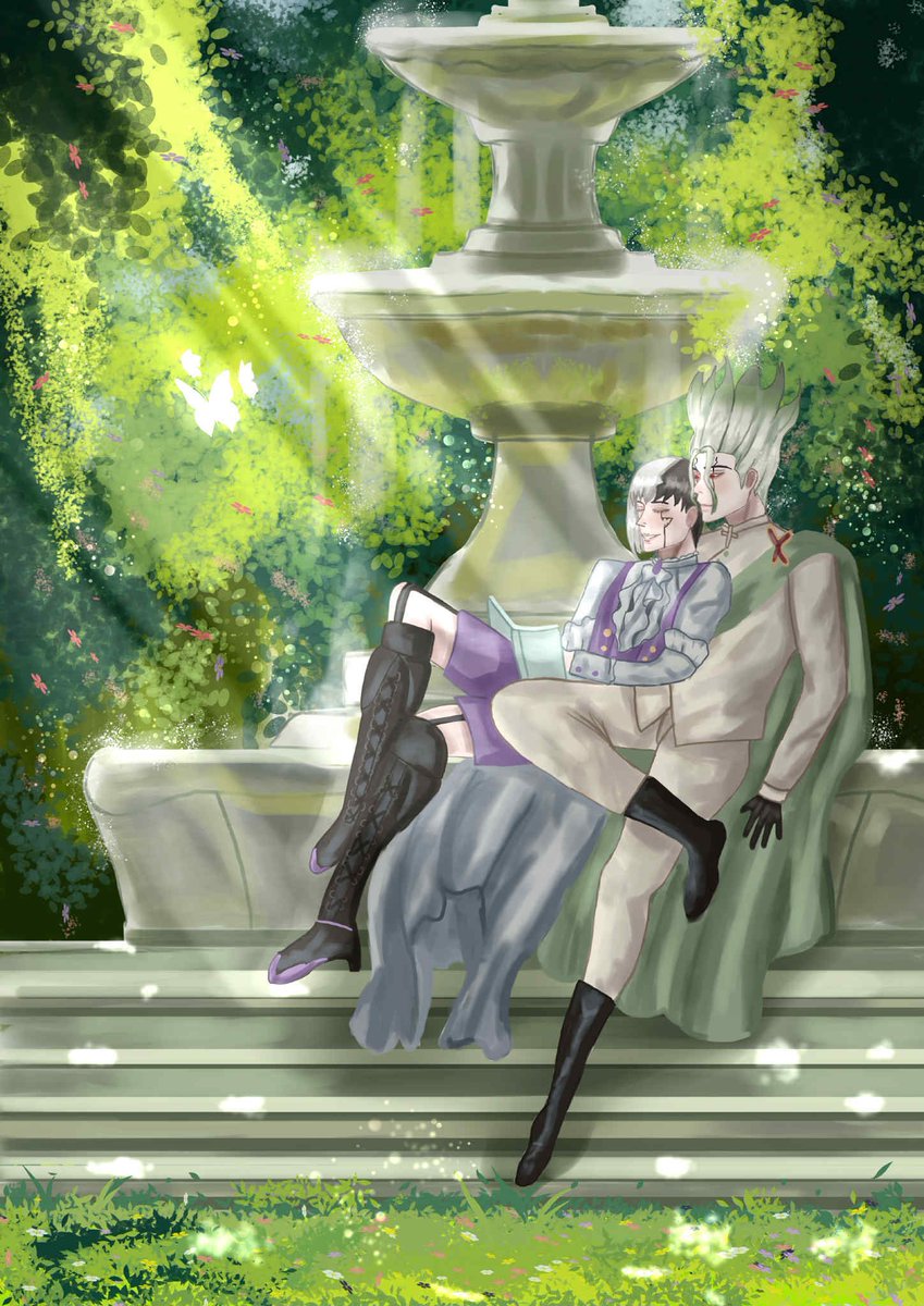 จริงๆงานนี้รีบมากแทบไม่ได้เก็บรายละเอียดลงสีไปมั่วๆแต่โดยรวมออกมาสวยดี เป็นเซ็นเก็นauลูกขุนนางแอบมาพลอดรักกันที่สถานที่ลับอิอิ💚💜>_<🙌
#DrSTONE #dcst #genasagiri #asagirigen #あさぎりゲン #sengen #SenGen #เซ็นเก็น