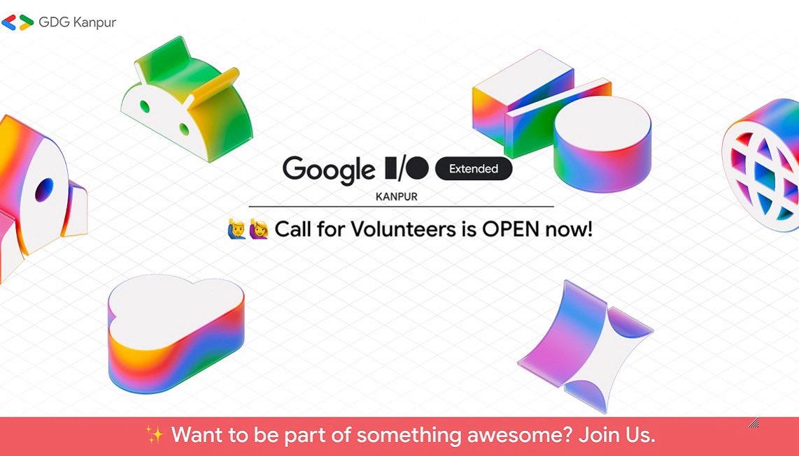 ✨ Want to be part of something awesome?
🙌 Call for Volunteers is open!
🎉 Learn, lead &amp; grow with the GDG Kanpur team!

Apply Here: forms.gle/kVrxcqbwqwNU7S…

#GDGKanpur #GoogleIOExtended #GoogleIOExtendedKanpur2025 #TechCommunity