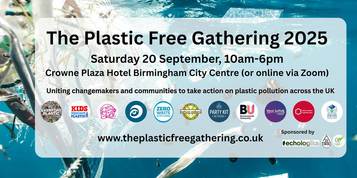 The Plastic Free Gathering 2025, on Saturday 20th September at Crowne Plaza Hotel Birmingham, 10am - 6pm

The Plastic Free Gathering aims to bring together everyone concerned about plastic pollution and single use plastics. 
fundeey.com/event/681de4db…

#plasticfree #plasticpollution