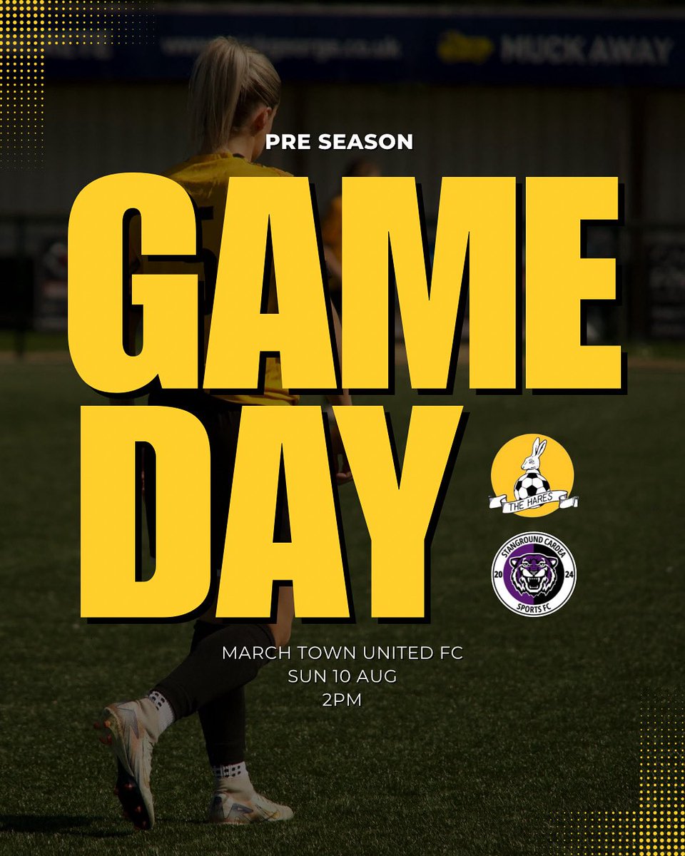IT’S GAME DAY 🐰👏🏼

Join us down at March Town United FC today for a 2pm KO vs <a href="/StanCardeaSFC/">Stanground Cardea Sports FC</a> in our 2nd pre season friendly 🙌🏻

See you there, Hares fans 🐰🔜 #UpTheHares