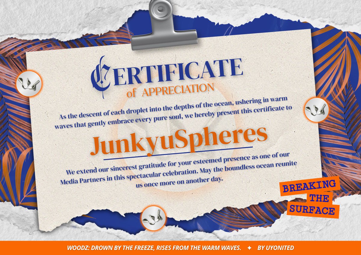 JUPHER (@junkyuspheres) on Twitter photo Dear <a href="/UYONITED/">✮. . 𝐁𝐞𝐘𝐎𝐔𝐍𝐝 𝐭𝐡𝐞 𝐖𝐚𝐯𝐞𝐬 𝟐𝟗𝐭𝐡</a>,
Congratulations on the success of the project! With heartfelt thanks, we are truly grateful to receive this certificate and hope we can continue to have a partnership in the future. Dear <a href="/UYONITED/">✮. . 𝐁𝐞𝐘𝐎𝐔𝐍𝐝 𝐭𝐡𝐞 𝐖𝐚𝐯𝐞𝐬 𝟐𝟗𝐭𝐡</a>,
Congratulations on the success of the project! With heartfelt thanks, we are truly grateful to receive this certificate and hope we can continue to have a partnership in the future.