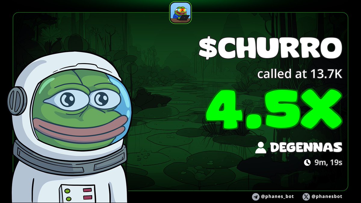 Now 4x plus on $CHURRO 

Ca: DLqm3j8CyaEsZUabkBAa2fQU3td9NhuXUcYFNq9epump

Join tg here 👇 for more cooks 
t.me/degennasgambles