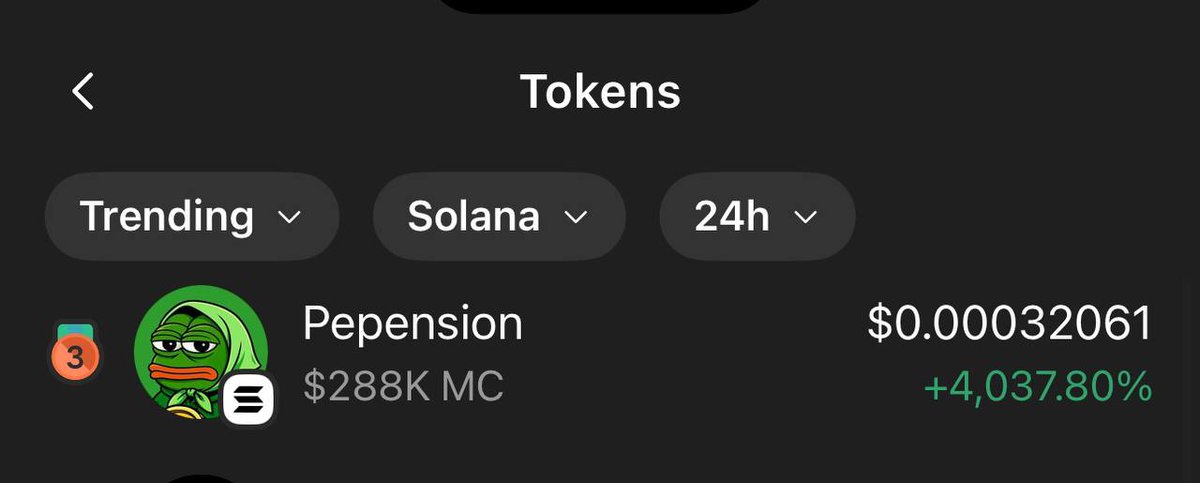 3rd place on <a href="/phantom/">Phantom</a> $PEPENSION in 24H!!!!
New ATH SOON

CA: T1Hf5w9772oCkp8cnhoSdKdfjsKieVGEnDuNJeEpump
