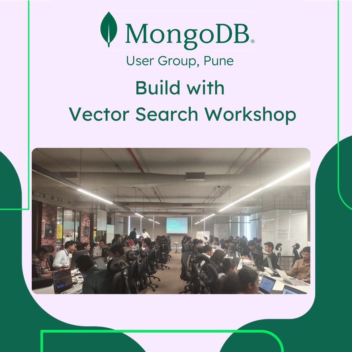 💚 What an amazing Sunday!

On 10th August 2025, <a href="/MongoDB/">MongoDB</a> enthusiasts gathered at Technogise, Pune for an engaging hands-on workshop — Build with Vector Search.

The session kicked off with a warm welcome by Vishal Alhat ☁️ and Faizan Akhtar, our <a href="/PuneMUG/">MUG Pune</a> Leaders.

#mongodb