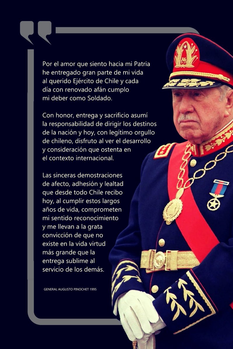 Chile es un país fundado por el Ejército y que requiere de sus Fuerzas Armadas para sostenerse.
￼