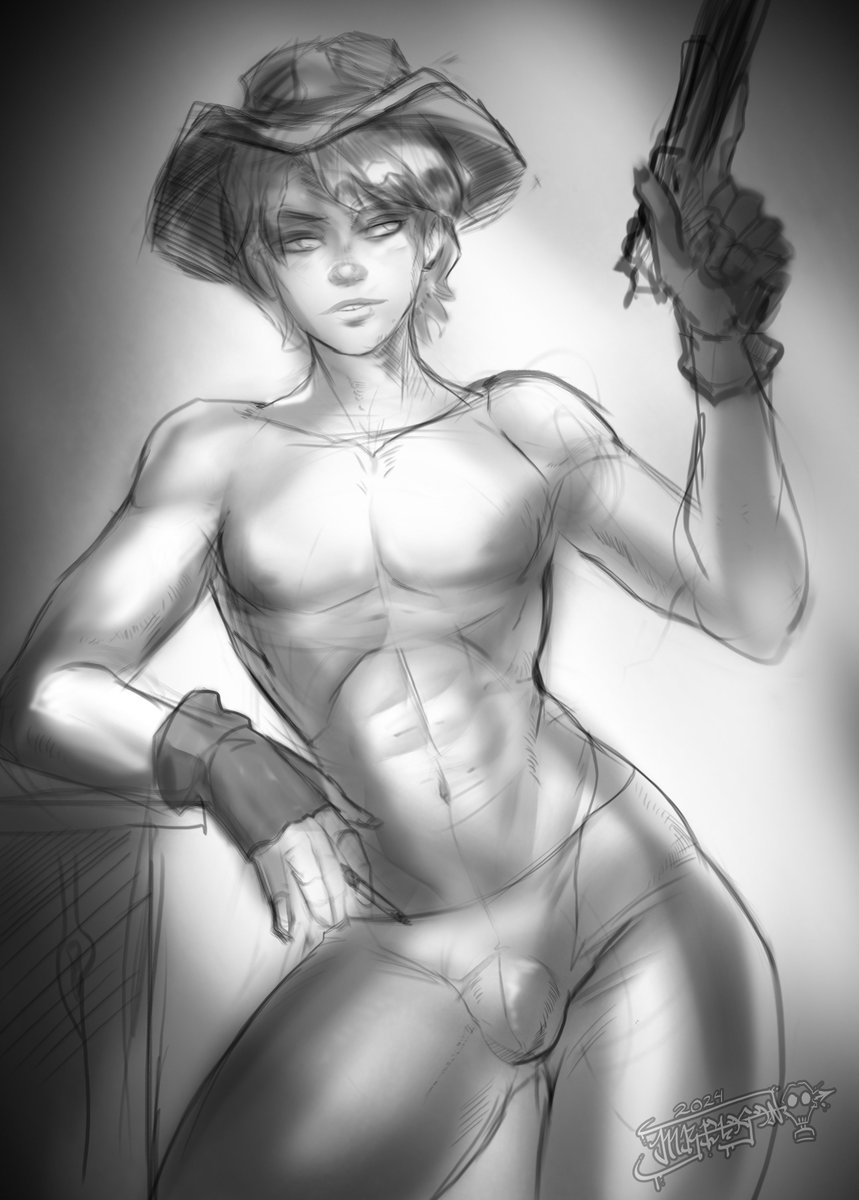 MrElagan's tweet photo. Very gay cowboy twink femboy sketch 🤠. Apparently this is from 2024 lmfao. Might post more random unfinished shit like this.

#Cowboy #twink #femboy #femboyart #suggestive #bulge #sketch #digitalart https://t.co/o8cKRJcVf5