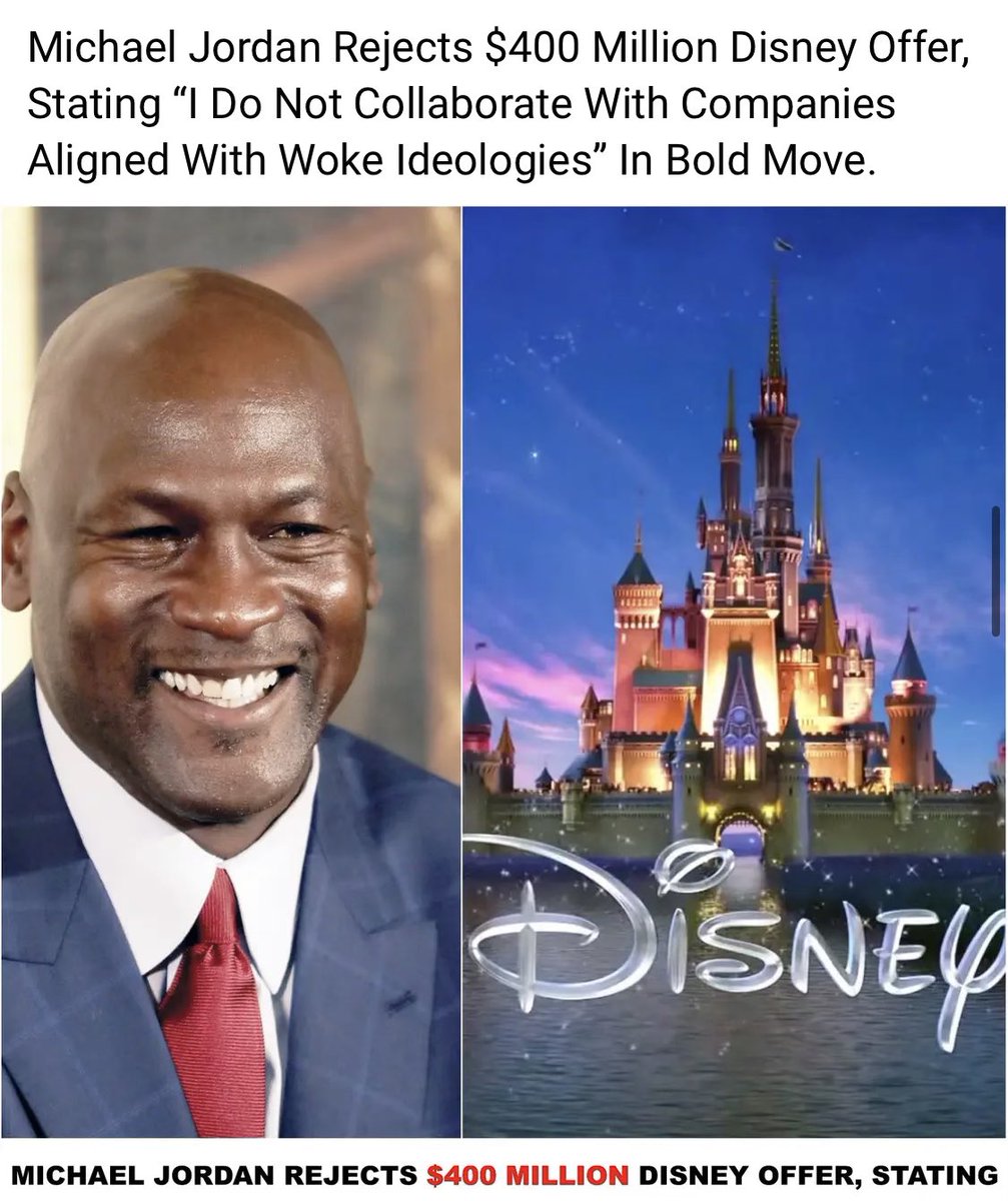 Michael Montero on X: "I hate when right wing influencers post bullshit like this. Michael Jordan never said that, he never rejected an offer from Disney. This is completely made up." /