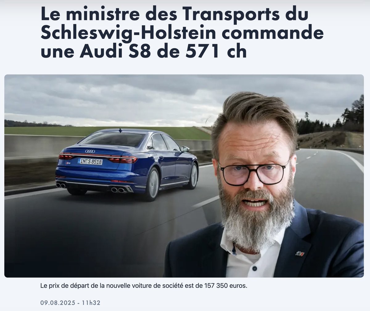 Les gars expliquent aux gueux qu'il faut rouler électrique, mais quand ce ministre allemand arrive au pouvoir il s'achète une petite bombinette...